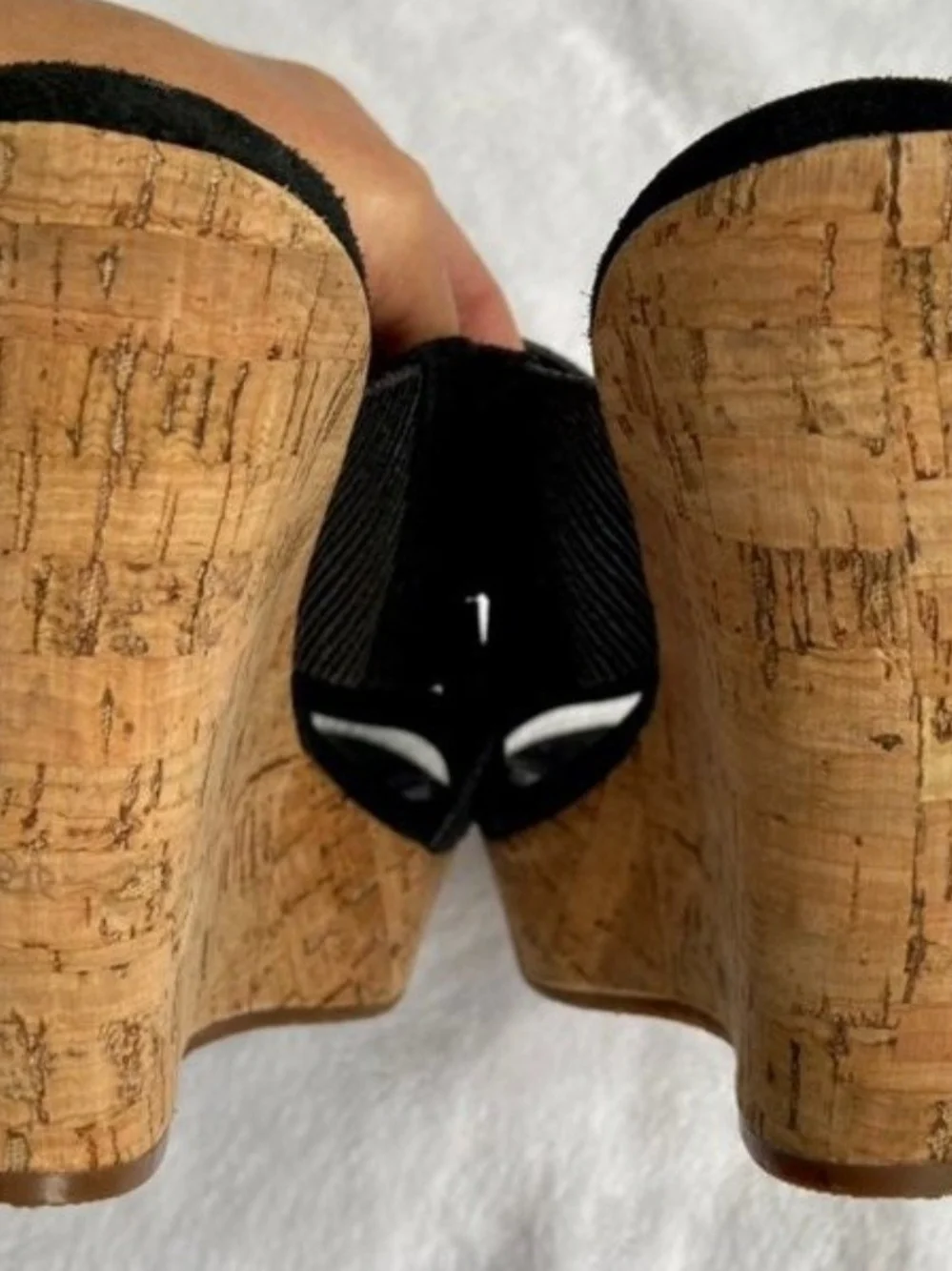 Women's UGGS Black Suede Wedge Sandals with Cork Platform